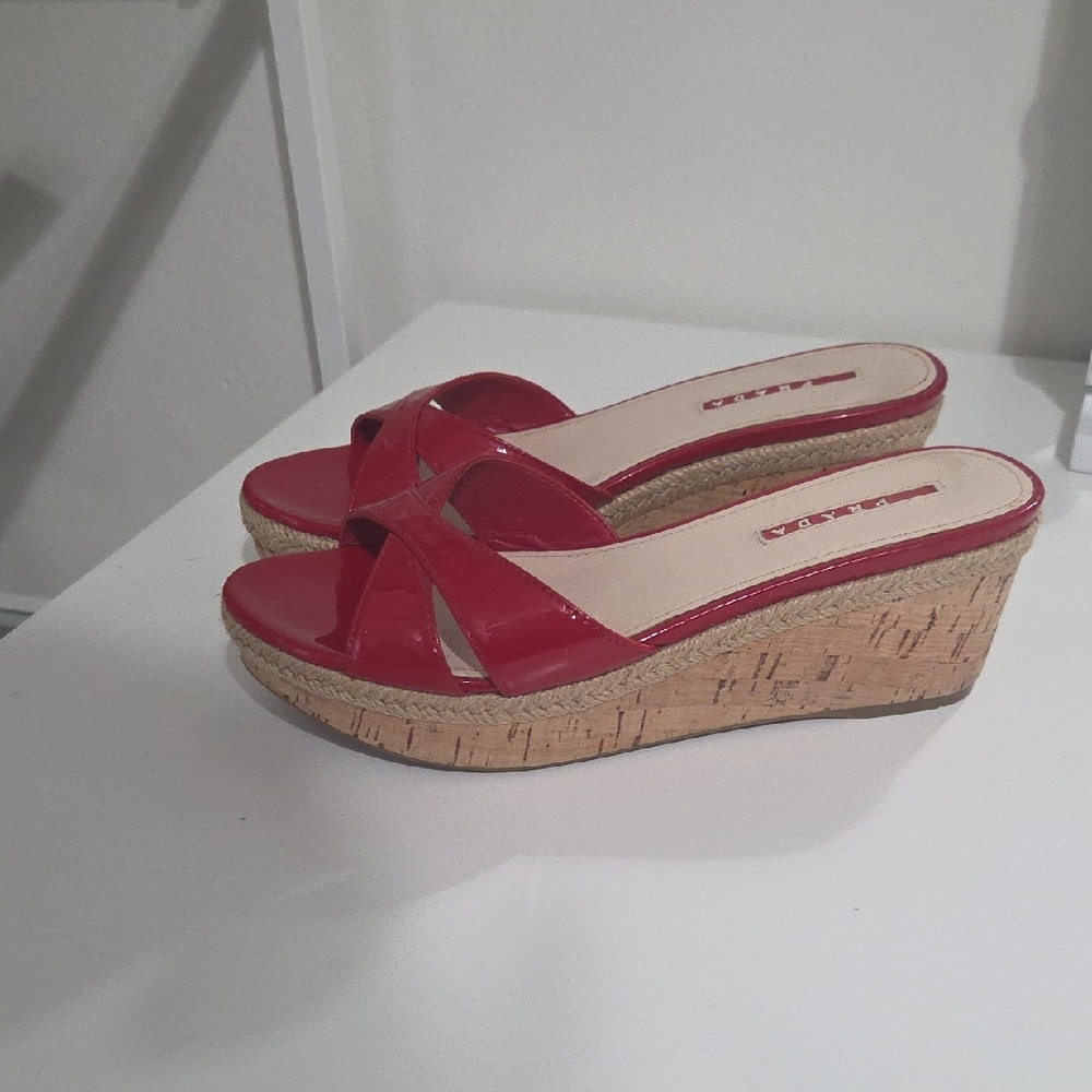 Red Prada Wedge Sandals
